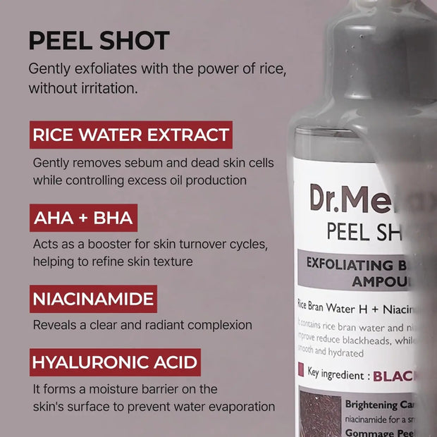 DrMelaxin Peel Shot Ampoule - Revitalizing Serum with PS Rice & Black Rice for Radiant Skin, 2.7 fl oz