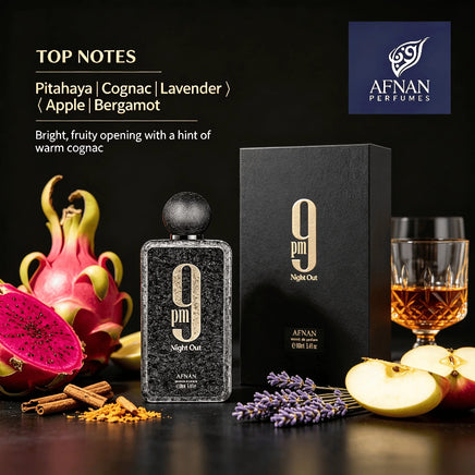 Afnan 9 PM Elixir Unisex Eau de Parfum 100ml – Warm Spicy Vanilla Woody Leather Night Fragrance
