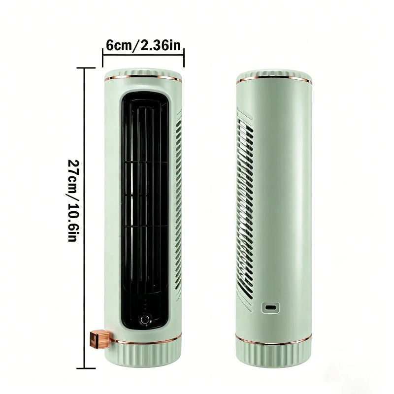 Portable Dual-Way Bladeless Tower Fan with USB & Ultra-Quiet Sleep Mode