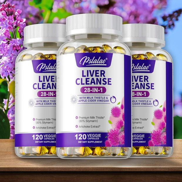 Pslalae Liver Cleanse Capsules 28-in-1 – 120 Veggie Capsules for Detox Support