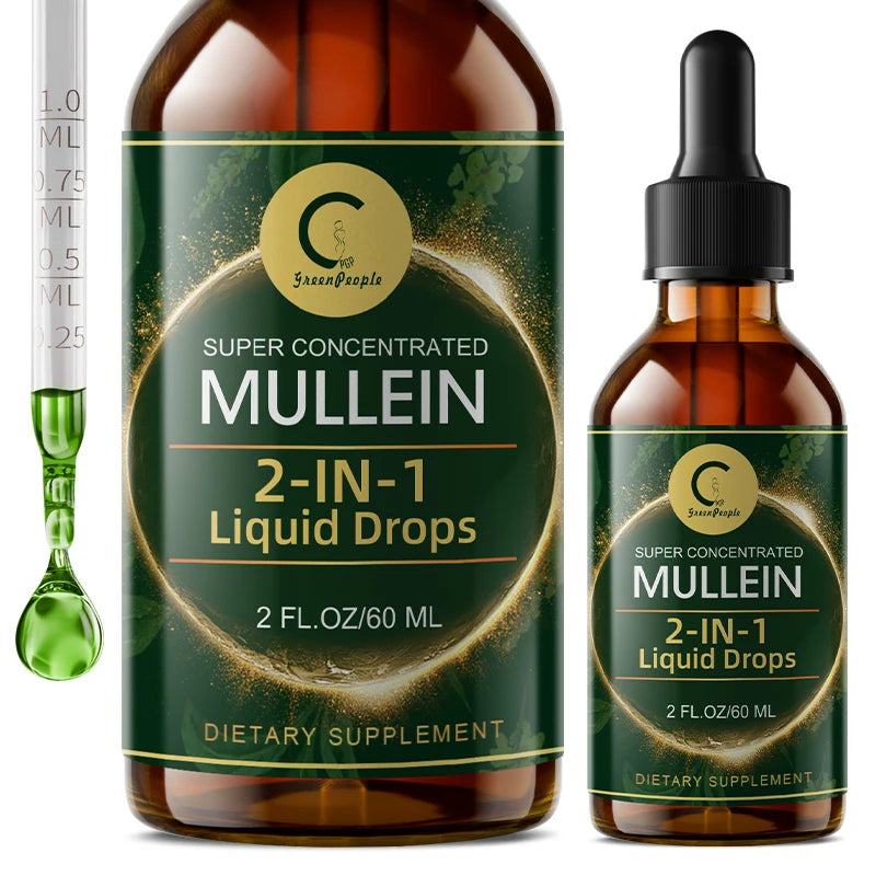 Mullein Leaf Extract Drops – Lung Cleanse, Immune Support, Detox & Respiratory Support Herbal Supplement