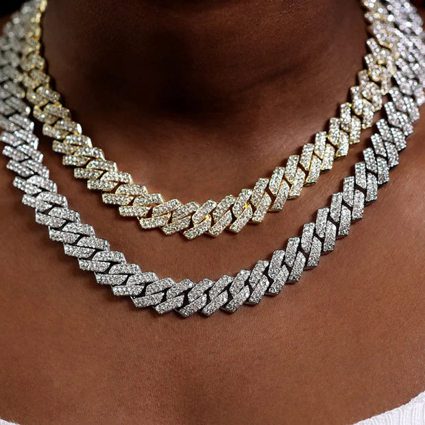 Luxury Diamond-Cut Curb Chain Necklace Set in Silver and Gold