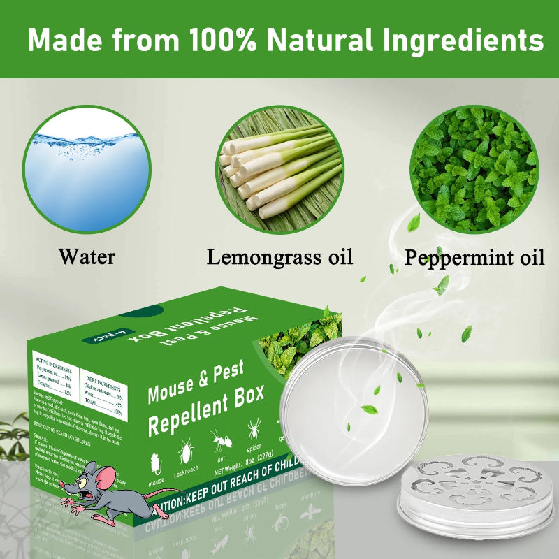 Peppermint Oil Mouse & Rat Repellent – 4 Pack Natural Rodent Deterrent for Cars, Garages & Home