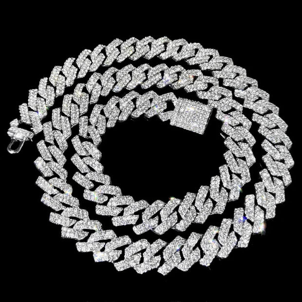 Luxury Diamond-Cut Curb Chain Necklace Set in Silver and Gold