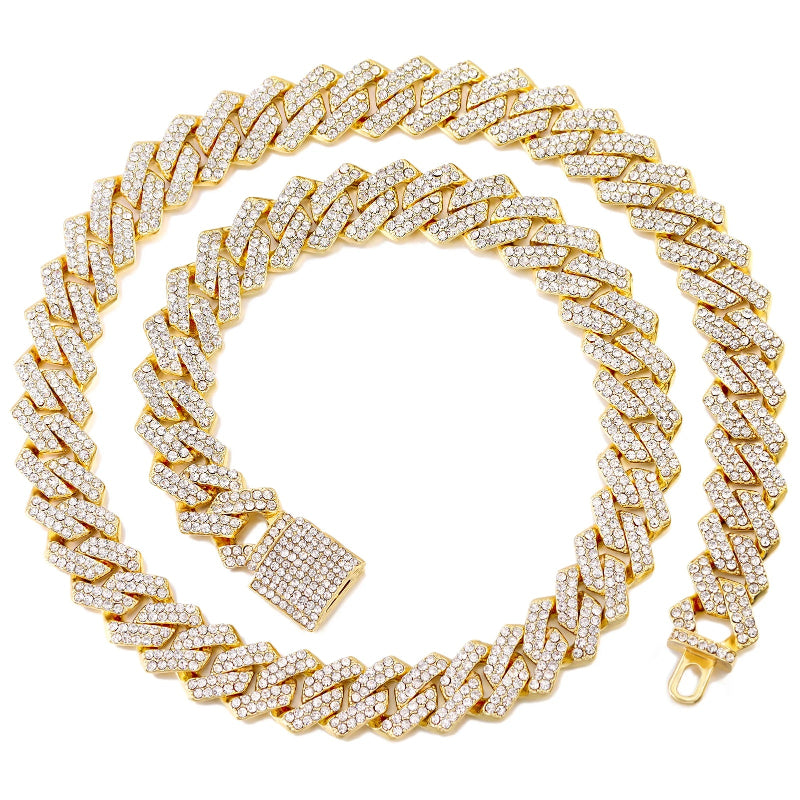 Luxury Diamond-Cut Curb Chain Necklace Set in Silver and Gold