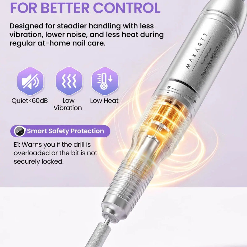 Makartt YEEYAN Cordless Nail Drill Machine with LCD Display, Low Vibration Electric Nail File for Gel Removal & Home Nail Care