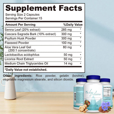 15 Day Detox Cleanse - Dietary Supplement for Detox and Digestive Health, 30 Capsules