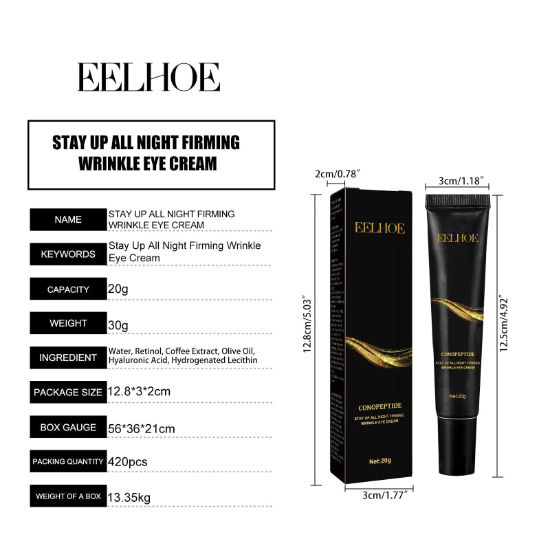 EELHOE Eye Cream - Conopeptide Stay Up All Night Firming Wrinkle Eye Cream 20g for Revitalized Eyes