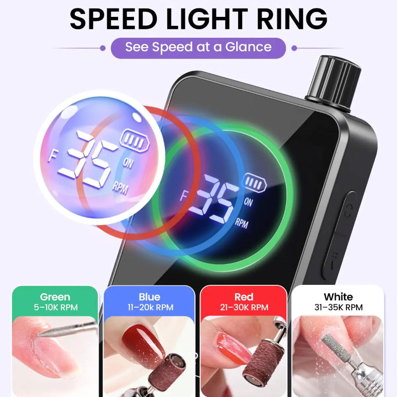 Makartt YEEYAN Cordless Nail Drill Machine with LCD Display, Low Vibration Electric Nail File for Gel Removal & Home Nail Care