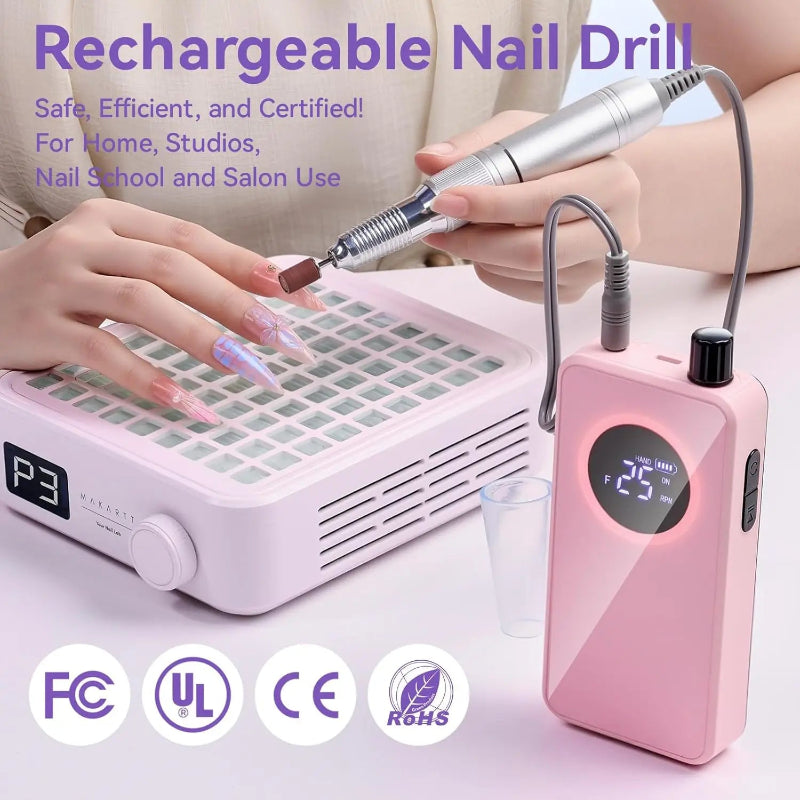Makartt YEEYAN Cordless Nail Drill Machine with LCD Display, Low Vibration Electric Nail File for Gel Removal & Home Nail Care