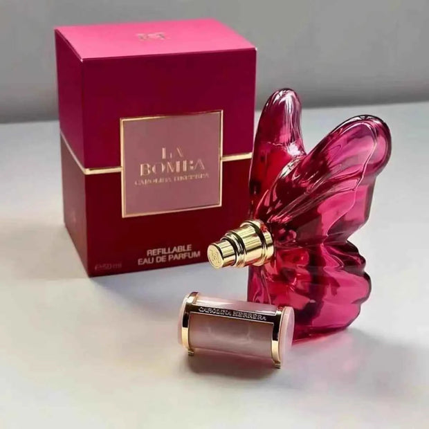 LA Bom. b.A 2.7oz female perfume, fresh flower and fruit fragrance, dragon fruit integration, unique butterfly design