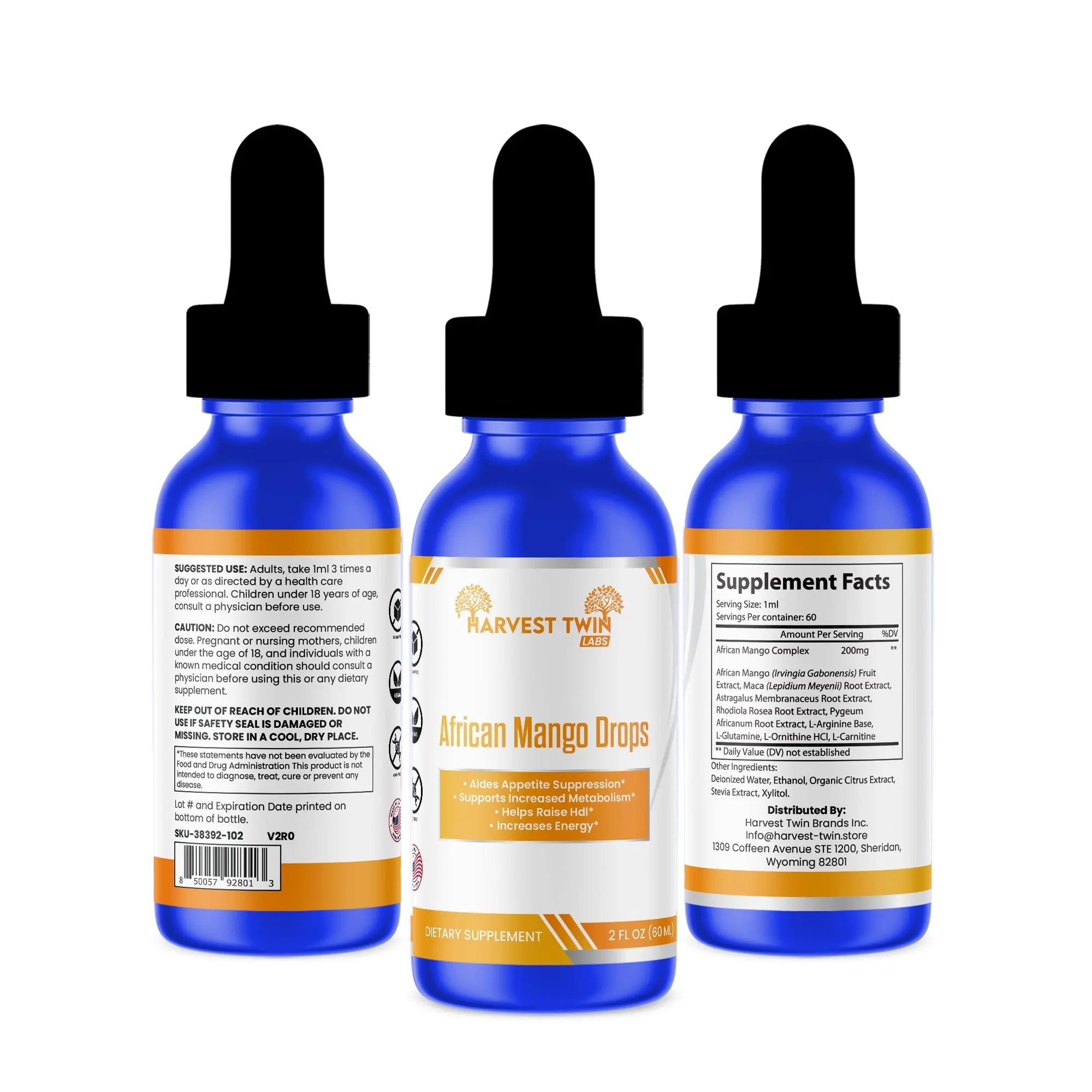 Harvest Twin Labs African Mango Drops Dietary Supplement – 2 fl oz (60 ml)