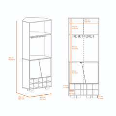 Corner Bar Cabinet Albarr, Ten Wine Cubbies, Two Shelves, Double Door