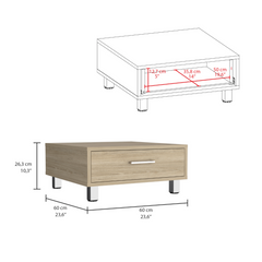 Coffee Table Albuquerque, One Drawer, Light Pine Finish