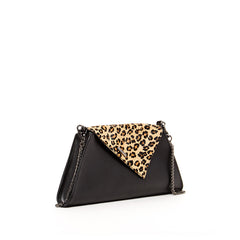 Angelica Black Leopard Clutch Bag