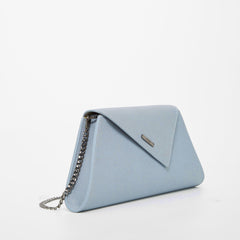 Angelica Faded Denim Leather Clutch