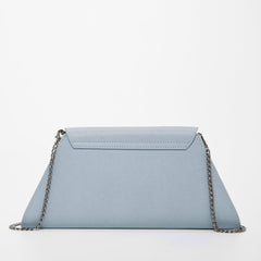 Angelica Faded Denim Leather Clutch