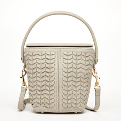 Anna Woven Leather Bag Grayish Beige