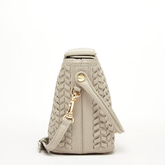 Anna Woven Leather Bag Grayish Beige