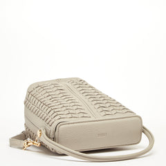 Anna Woven Leather Bag Grayish Beige