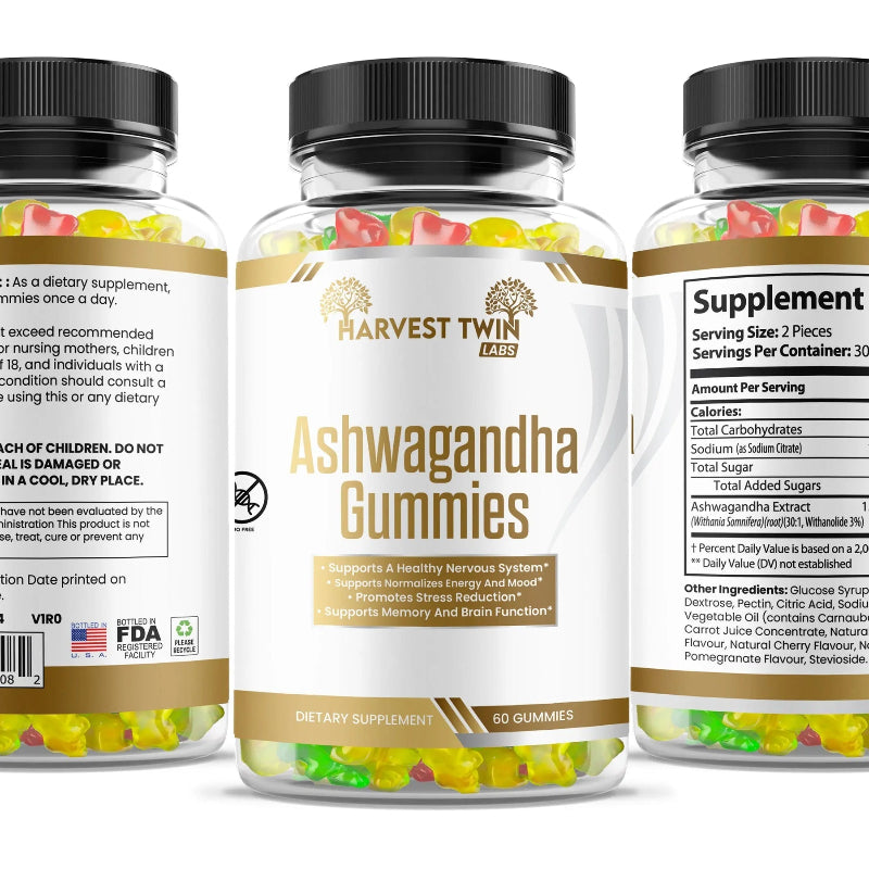Harvest Twin Labs Ashwagandha Gummies – Stress Relief & Memory Support