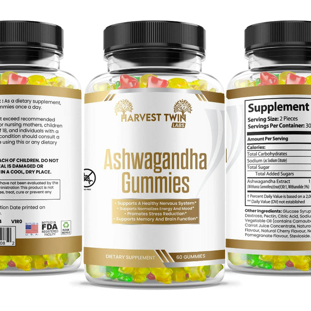 Harvest Twin Labs Ashwagandha Gummies – Stress Relief & Memory Support
