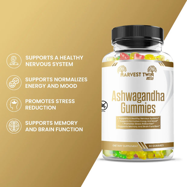 Harvest Twin Labs Ashwagandha Gummies – Stress Relief & Memory Support
