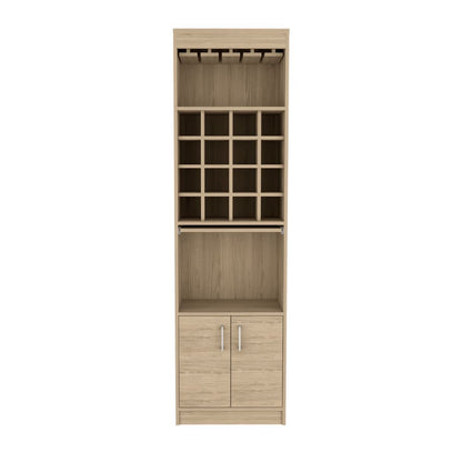 Bar Cabinet, Rack, 16 Wine Cubbies, Light Pine Finish.