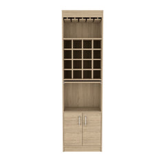 Bar Cabinet Atanasio, Rack, 16 Wine Cubbies, Light Pine Finish