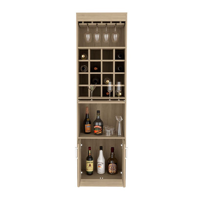 Bar Cabinet, Rack, 16 Wine Cubbies, Light Pine Finish.