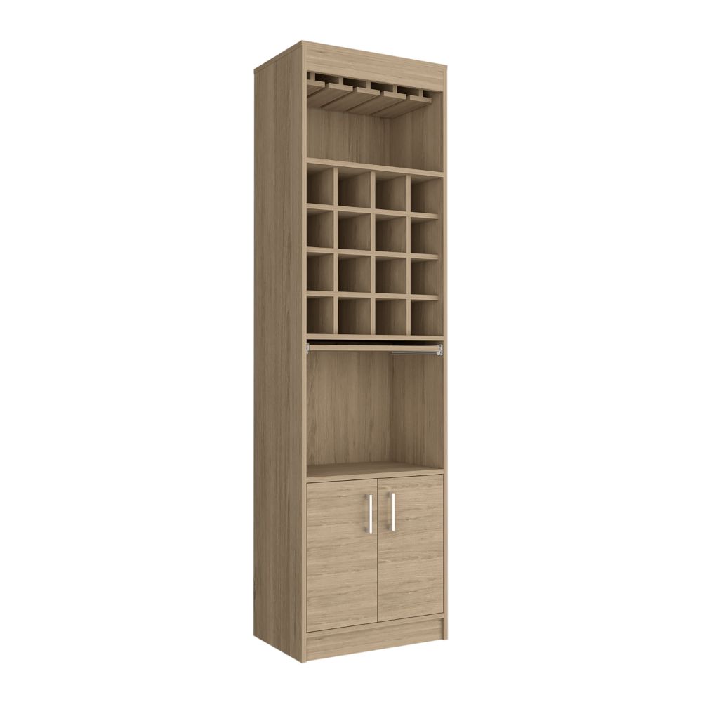 Bar Cabinet, Rack, 16 Wine Cubbies, Light Pine Finish.