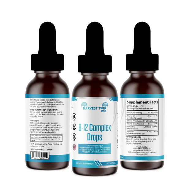 Harvest Twin Labs B-12 Complex Liquid Drops 60ml Energy Supplement