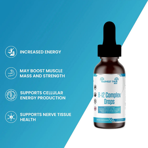Harvest Twin Labs B-12 Complex Liquid Drops 60ml Energy Supplement