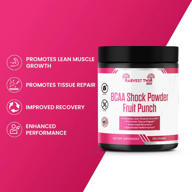 Harvest Twin Labs BCAA Shock Powder Fruit Punch Amino Acid Powder – 292g