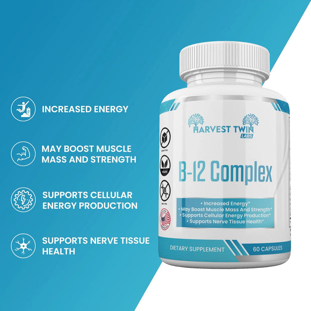 Harvest Twin Labs B-12 Complex Dietary Supplement – 60 Capsules