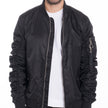 Men’s Bomber Jacket – Black Zip-Up Jacket with Sleeve Pocket