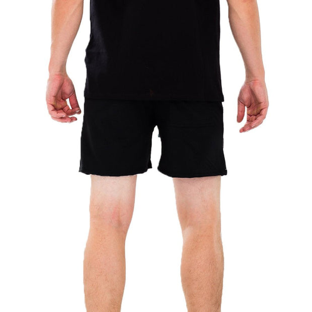 Men's Black Shorts with Teal Satin Pockets and Drawstring
