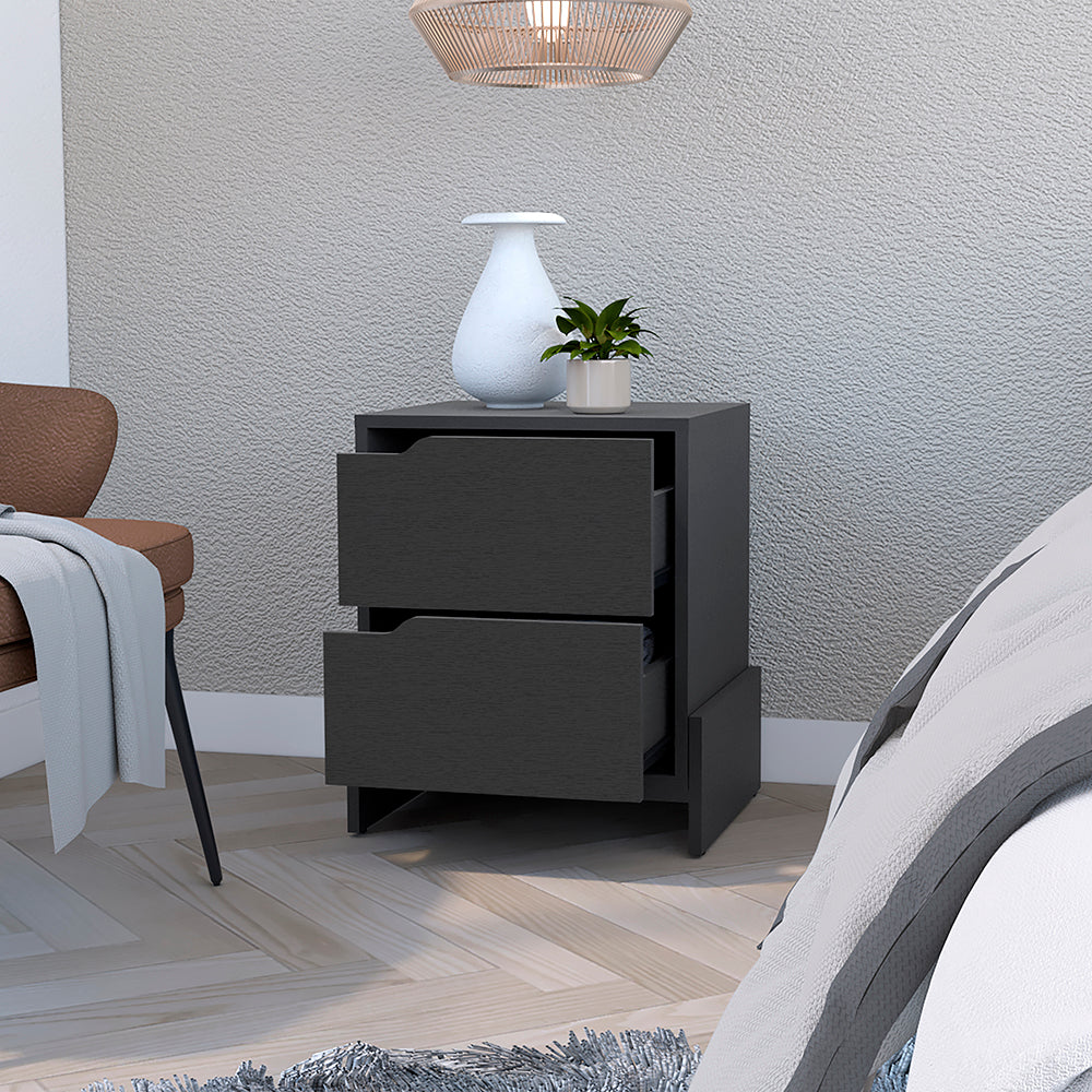 Espresso Nightstand Brookland, Bedside Table with Double Drawers