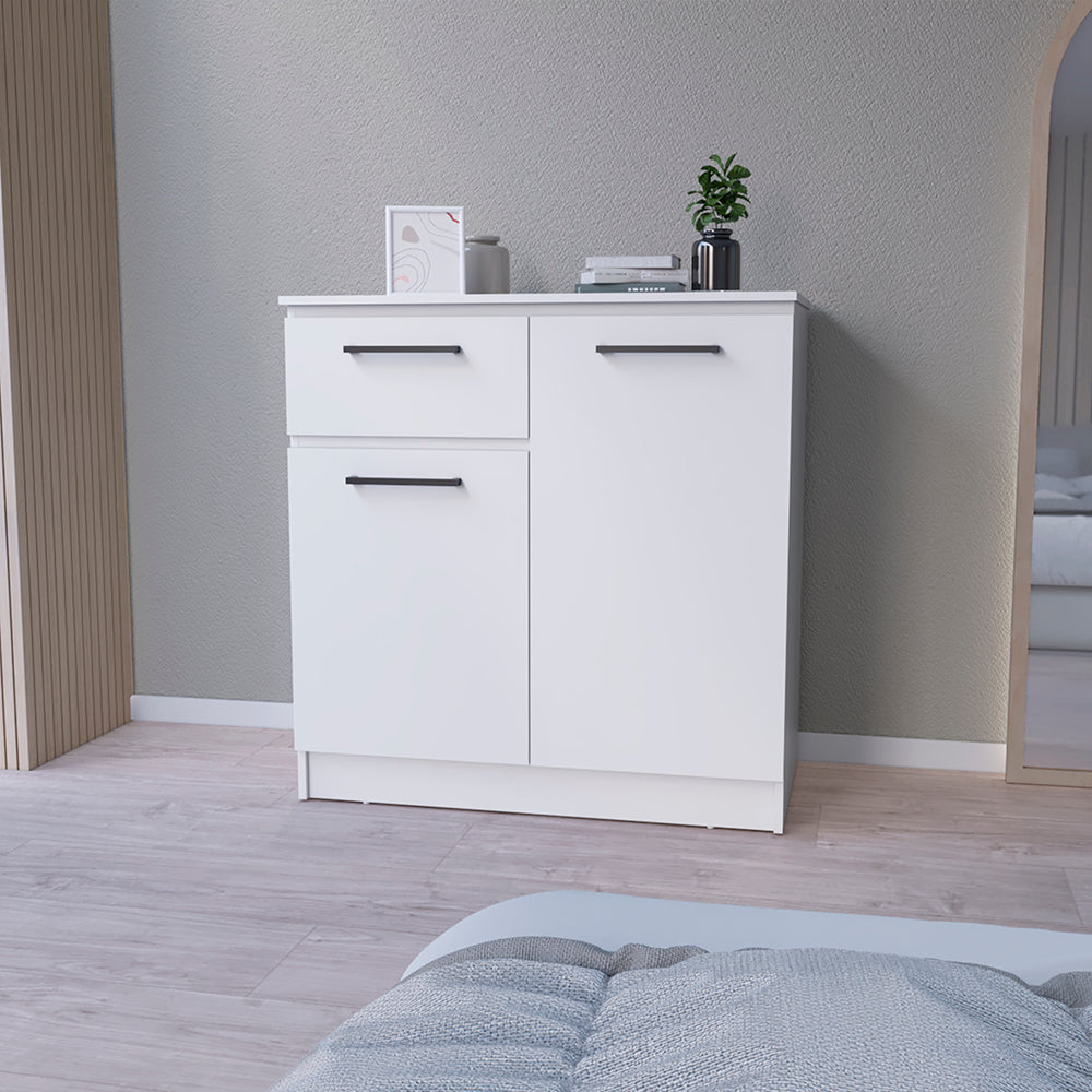 Multi-Functional Dresser Top Surface as TV Stand, White Finish