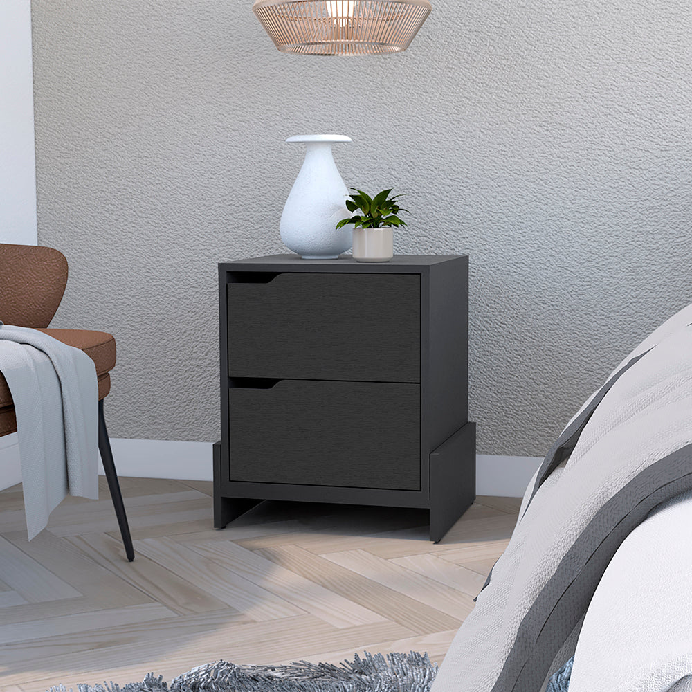 Espresso Nightstand Brookland, Bedside Table with Double Drawers