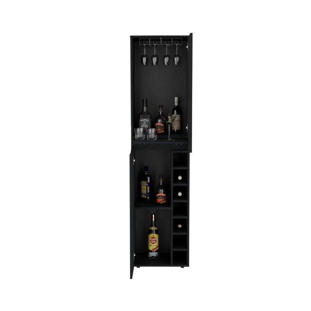 Tall Cabinet, Seven Cubbies, Two-Door Cabinets, Black Wengue.