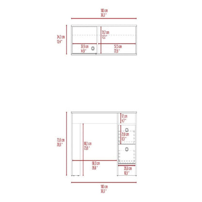 Office Set, Two Drawers, Wall Cabinet, Single Door Cabinet