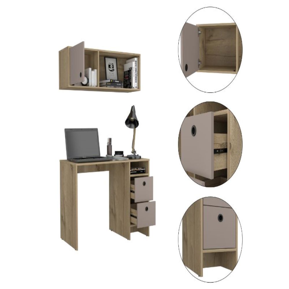 Office Set, Two Drawers, Wall Cabinet, Single Door Cabinet