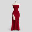 Red Black Lace-Up Elegant Dress