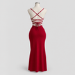 Red Black Lace-Up Elegant Dress