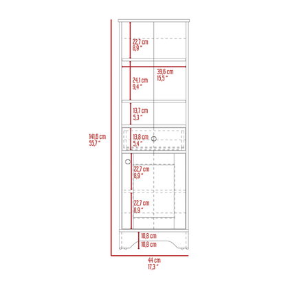 Linen Cabinet, One Drawer, One Cabinet, Multiple Shelves.