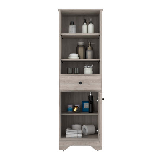 Linen Cabinet, One Drawer, One Cabinet, Multiple Shelves.