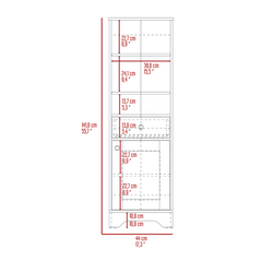 Linen Cabinet Burnedt, Multiple Shelves, Light Oak / White Finish