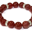 Red Beaded Bracelet Silver Spacer Accent Design