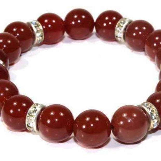 Red Beaded Bracelet Silver Spacer Accent Design